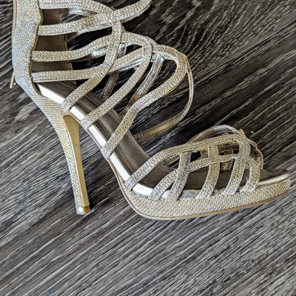 Elegant Gold Strappy Heels